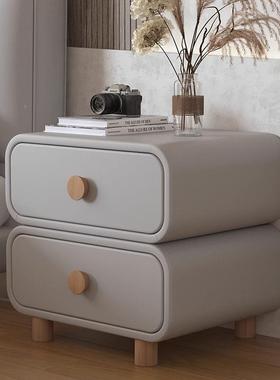 奶风油床头柜子新款家用卧皮质床边柜约现代免安室装简TC小型收纳