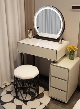 梳妆台小户型法式奶油风卧代简约KDB化妆玻璃化妆现台柜斗室柜一