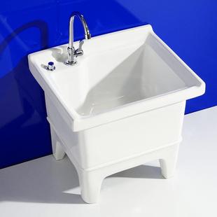 洗拖把家用阳墩台卫生一体式小池号洗间拖121布池落地式高脚陶瓷