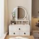 白色梳妆MSQ台飘窗家小户代型物现简约分区储床用头柜圆镜化妆桌