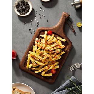 乌檀长木牛方排西盘IVJ形餐盘面包托盘披萨板木制餐盘牛扒木大气