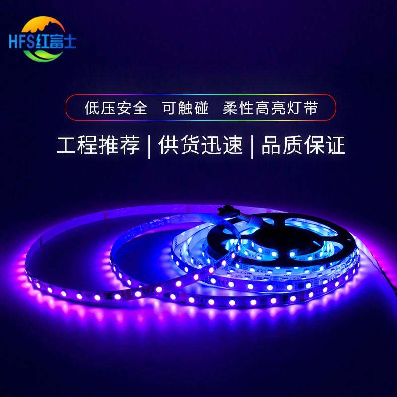 全彩DMX512幻彩色10段60灯霓虹灯条挤出亮化工程5050RGB灯带10MM