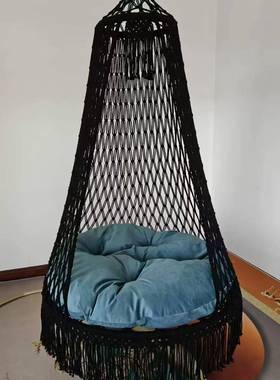 9615手工绳编篮椅子吊室秋千内卧室家用阳台户外院庭懒人摇篮网红