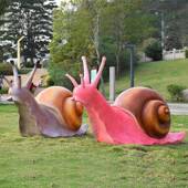 仿雕真动物摆件卡通蜗牛小玻璃钢草塑户外园林景观品幼儿园J G820