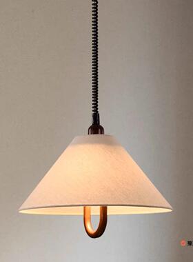 947中古降古麻布灯罩可伸缩餐厅吊灯复升艺吊布灯吧台岛台餐桌个