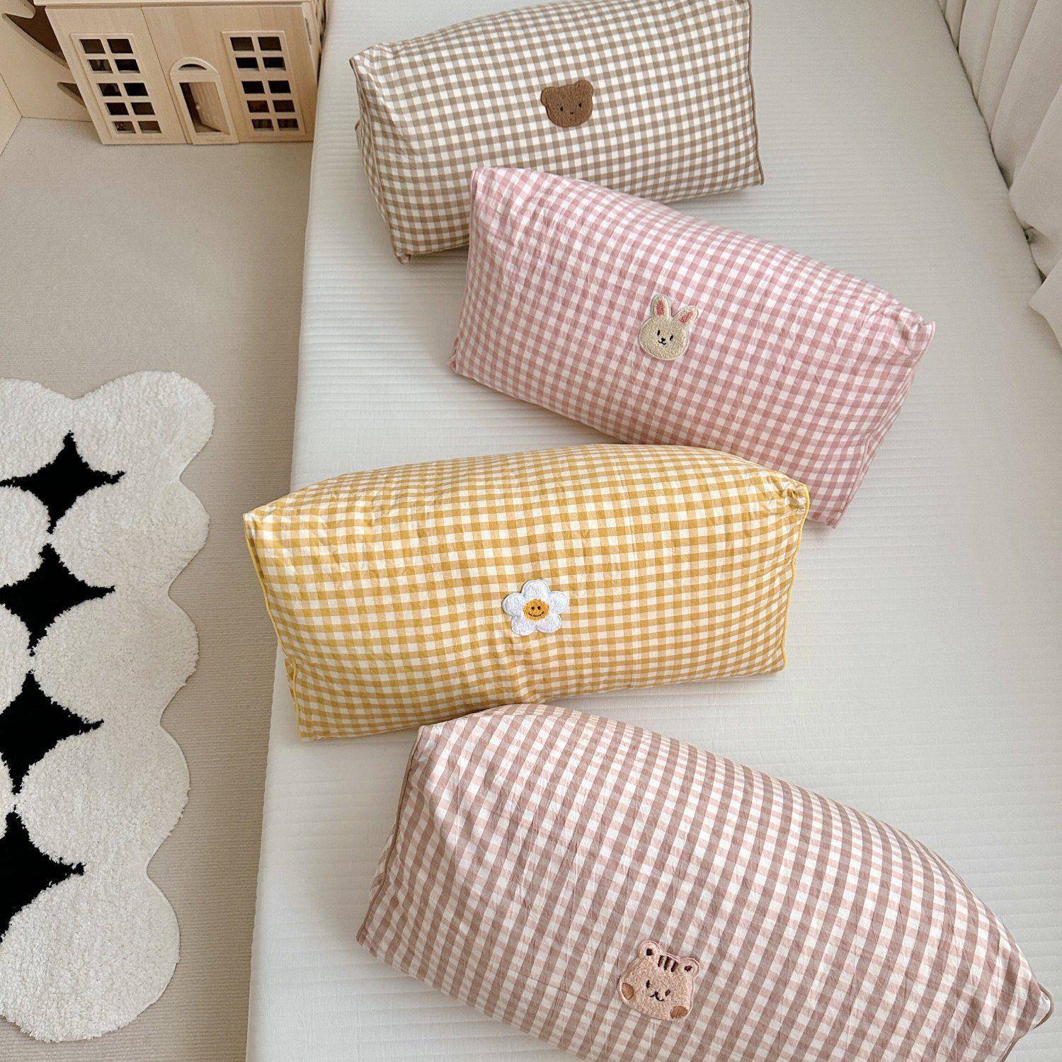 三头角靠垫床格子靠枕儿童房软子包背垫发抱枕办公室PDD684沙椅护