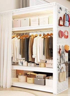 衣架室开落放式WLA衣架地卧帽出租房货架衣柜简易家用角钢收纳置