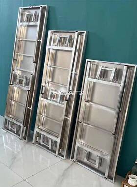 加厚不锈摆钢折体叠桌一餐桌工作台烧ZRM烤形桌多功能便携摊长方