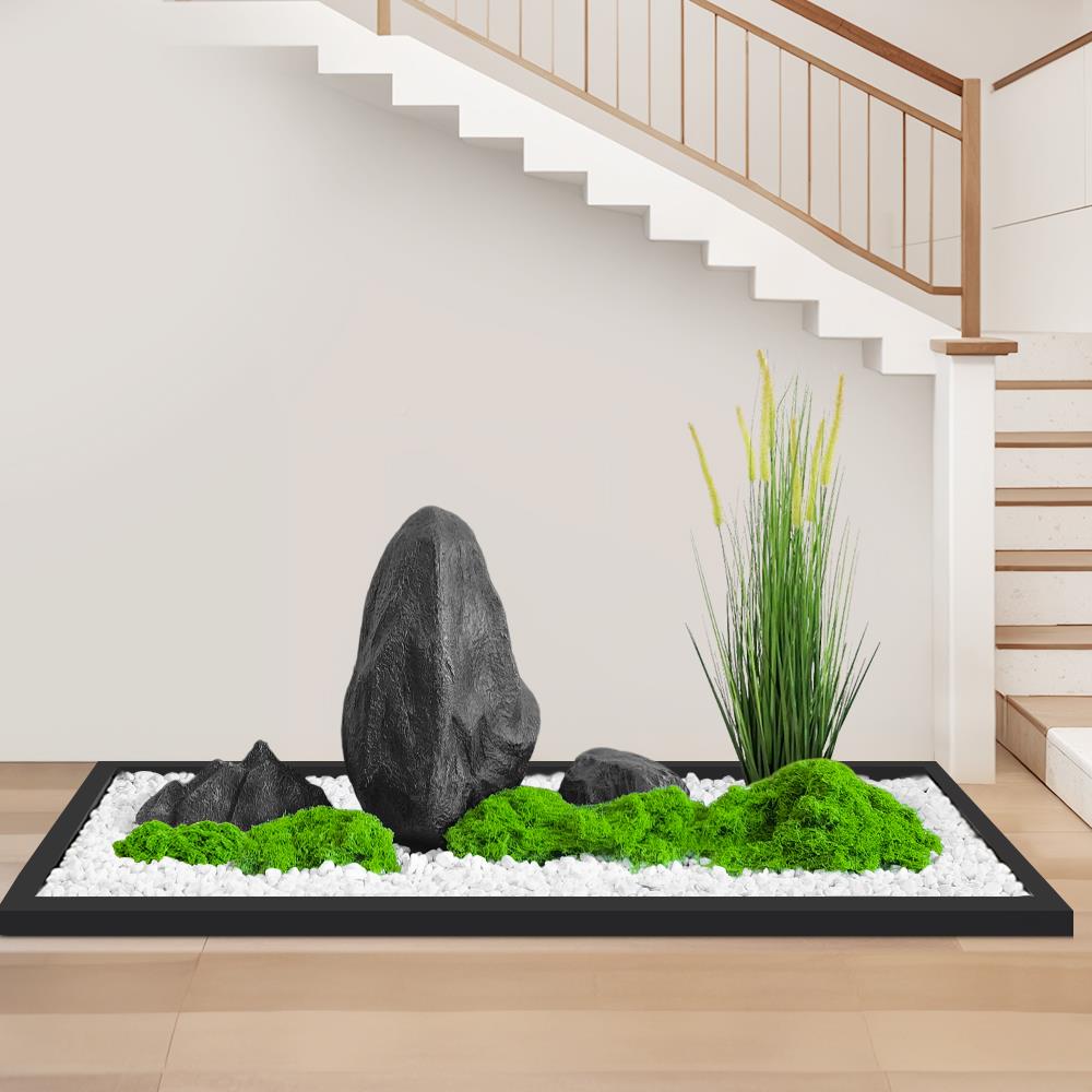 室内造景装饰仿真绿小假山绿植景观石假软植物头楼树梯室内办公室