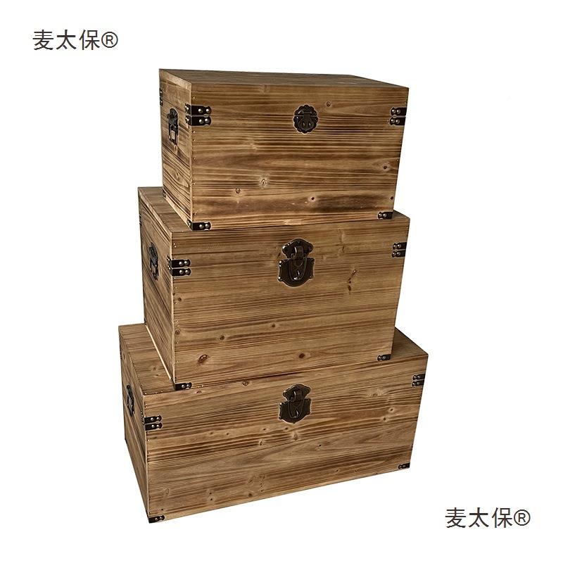 复古储物麦箱实木箱子做旧服装店橱pz011收道窗装饰盒陈列具摆件