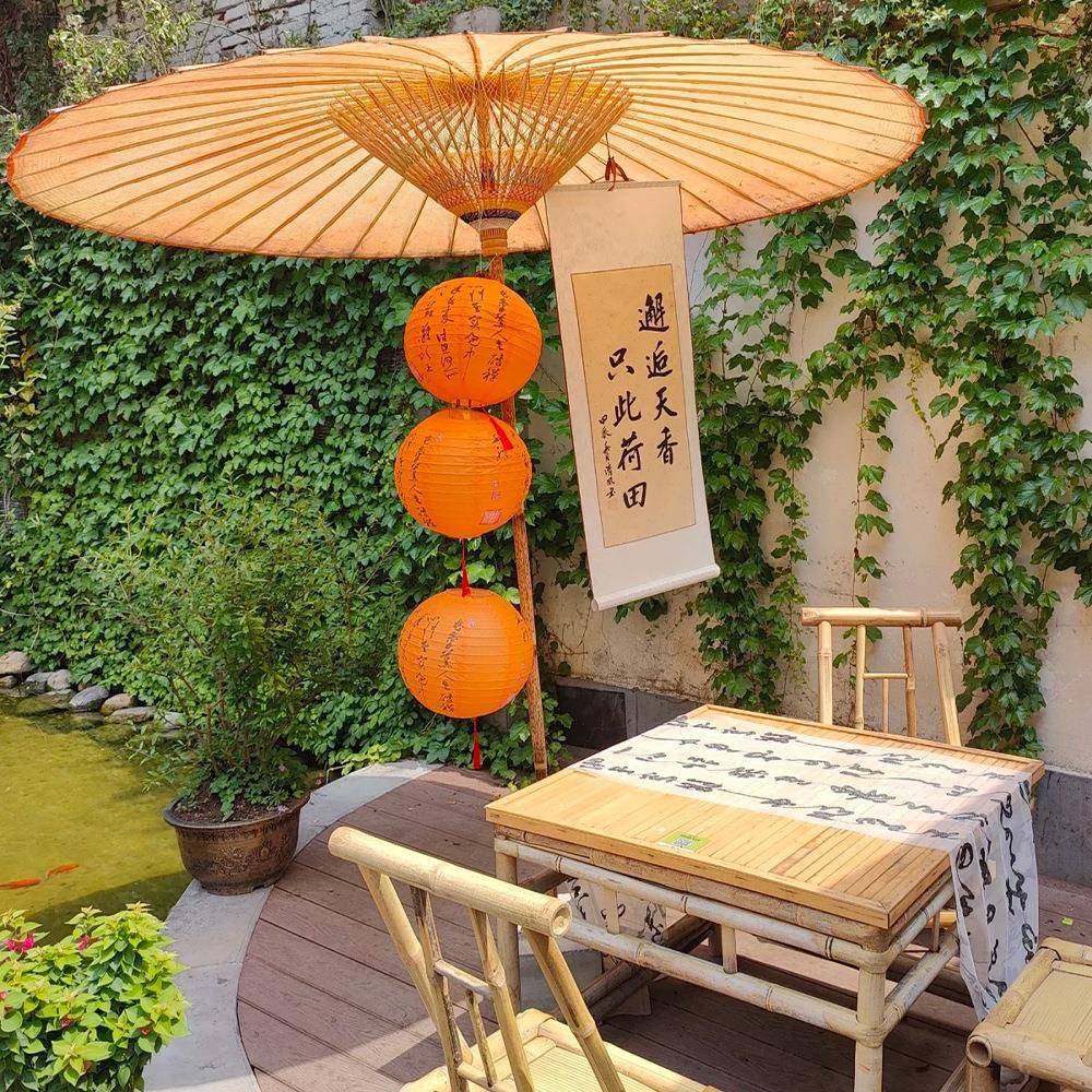 堂记忆伞围炉煮EBV茶汉油纸外大伞服道具伞弄装饰伞古典户伞庭院