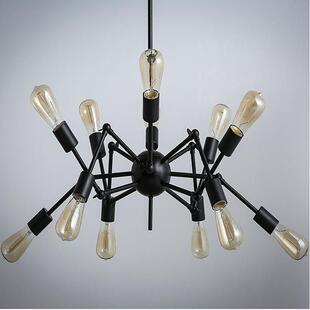 创意02004蜘个性复客古餐厅灯美吧台式乡村铁艺工业风伸缩蜘蛛吊