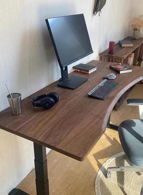 ?北美黑胡桃木红FAS樱桃木橡木白实板升降桌面吧台餐桌木大QVI板