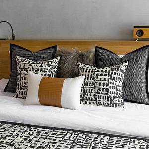 WBZ7黑白家色系用床旗床尾巾现代约简酒F76T68J9店民宿软装艺靠包