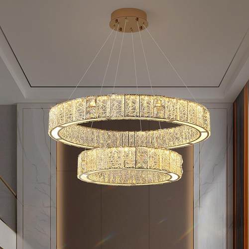 客厅吊代灯档52轻奢晶灯高全光谱护眼简约现水家用大气别墅大厅主