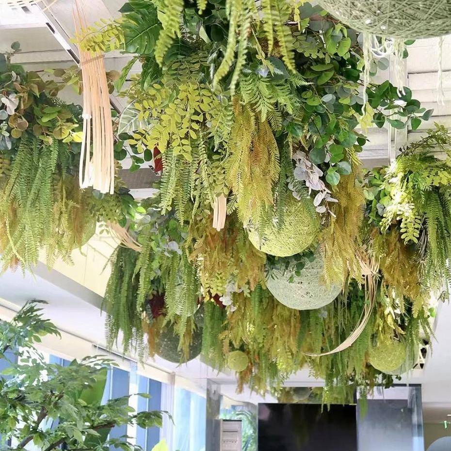 餐天花板厅吊顶装饰挂墙假花0000吊花仿真条花真仿真藤绿植吊顶仿