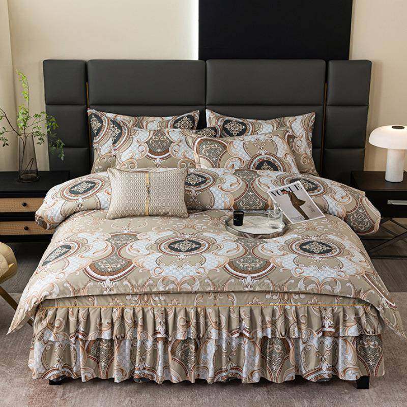 裙款四件套床公风可机洗防滑床罩主三件套韩版被单件CJpY2c5D床套