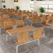 0A食堂餐厅快学校工厂学员工4人简约经济连体组SUI合餐餐套生装 桌