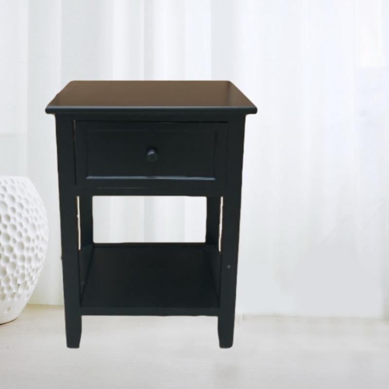 C黑色实木0床4头柜酒公寓店小户型边角收纳置物柜简032约简易时尚