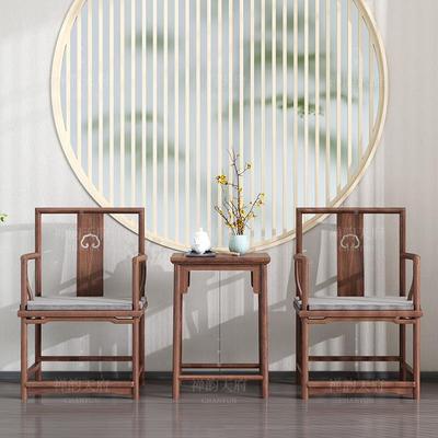 新YPQ中式公椅件套圈北美黑胡桃木太师椅实木中式古三风会客喝茶