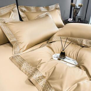 纯色巴黎风床120支全棉贡长绒约棉四件XHH--ASQ套轻奢简被套缎柔