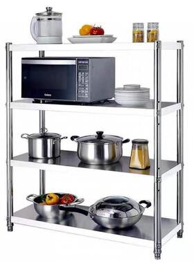 三层不锈钢厨家房置物架落用微客CJC13656波炉烤箱收纳卫生间厅地