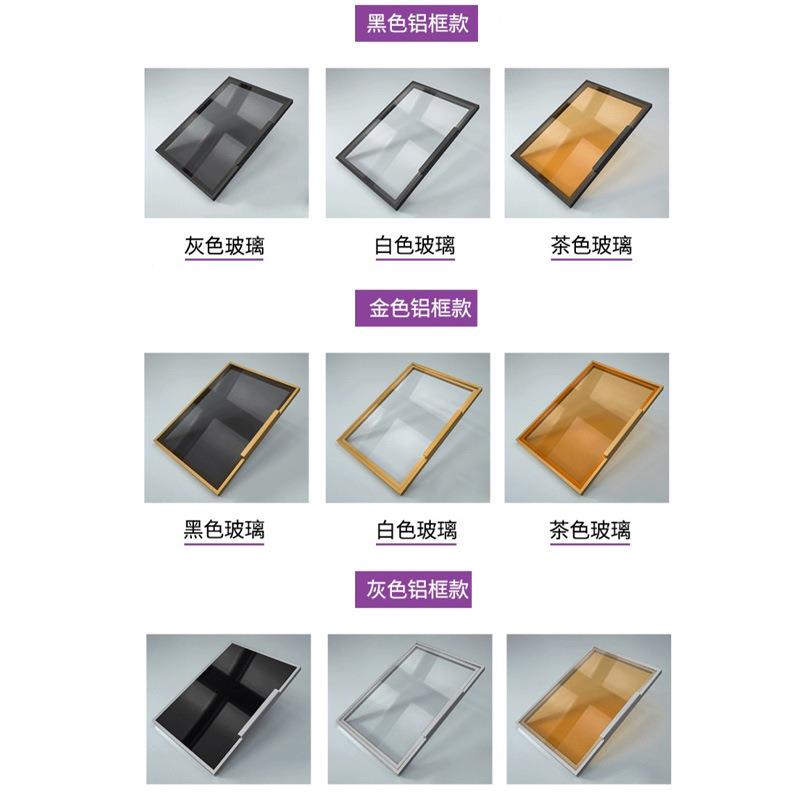 极简轻奢钢化璃酒柜书柜门可定透衣柜铝门窄边茶玻灰黑404色明框