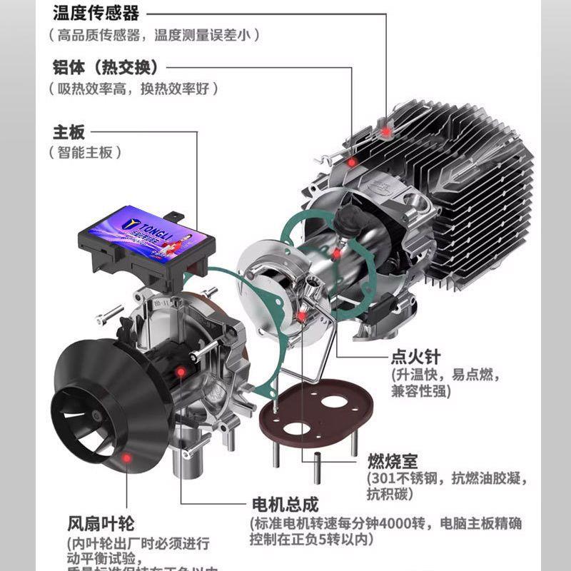 驻车燃OPT油加暖热器12塑V-24V通用壳单孔分体车载机通用取一体机