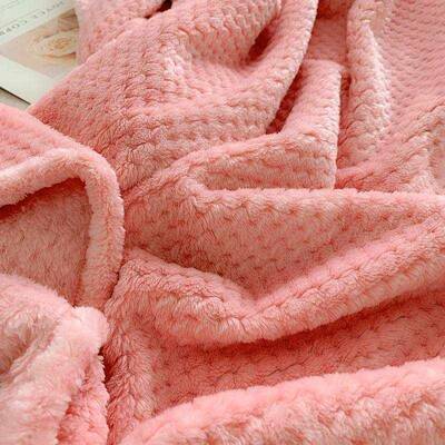 暖被窝沙毯F87569HS双人床床单法兰绒米粒纯色玉盖毯毛发毯子家居