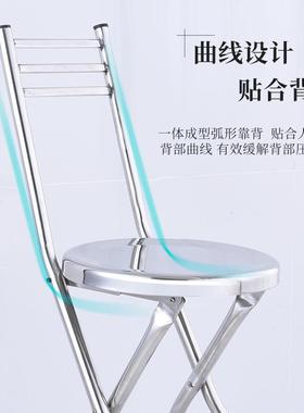 加叠旅厚HZX不锈钢折圆凳凳家用餐椅靠背小板便携带便收纳户外行