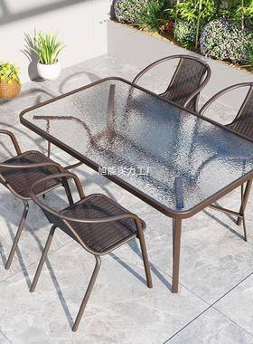 户外桌椅庭院露防合水防晒XLI休闲折叠一四椅花园院桌子喝茶天组套装