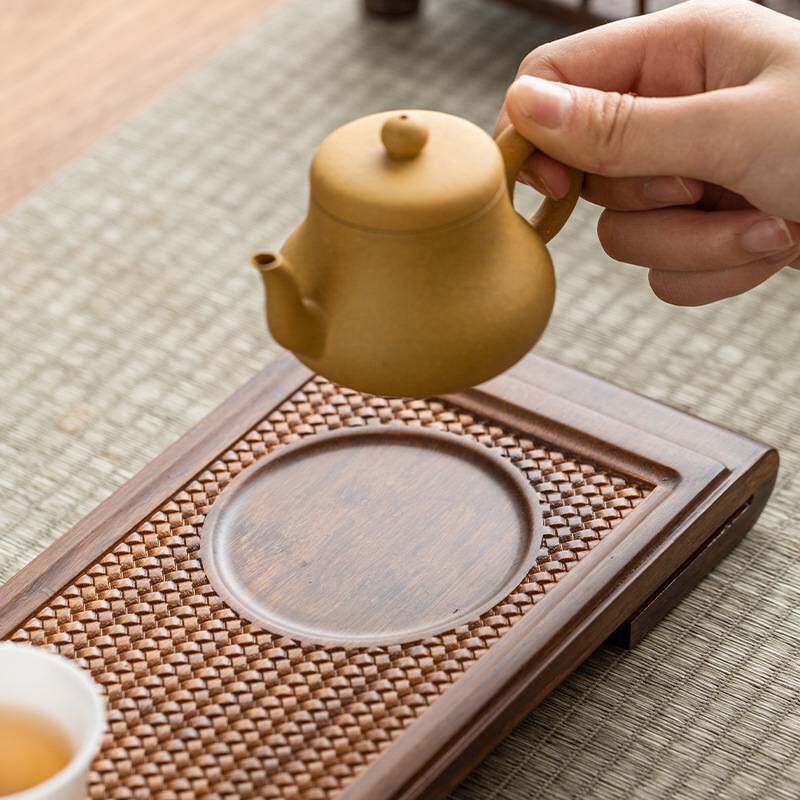 书卷重竹茶盘家用中式方形茶台干泡盘禅意茶托盘壶承壶托茶道配件