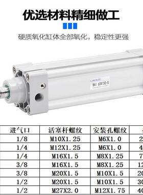 亚德客型SAI标准气缸32/40/50/63/80/100X25X50X75X100X150X200-S