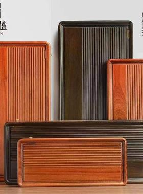 黑檀实80050梨木茶盘电木整块花木茶台家用公排水款办式干泡盘厂