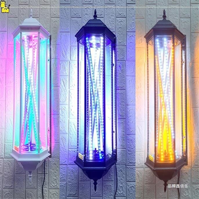 美发转灯理发店LED旋转加亮发廊户外复古简宫灯挂墙防水灯箱厂家