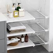 卧室子厨房柜纳衣柜分层孔隔板一字伸缩免打水槽下置987物架简易