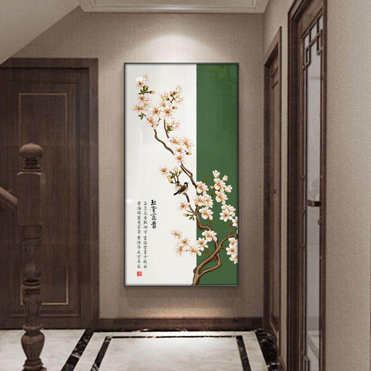 新花民鸟装饰画清雅竹子玄关xxg313画桃花宿酒尽店挂画中过道走廊