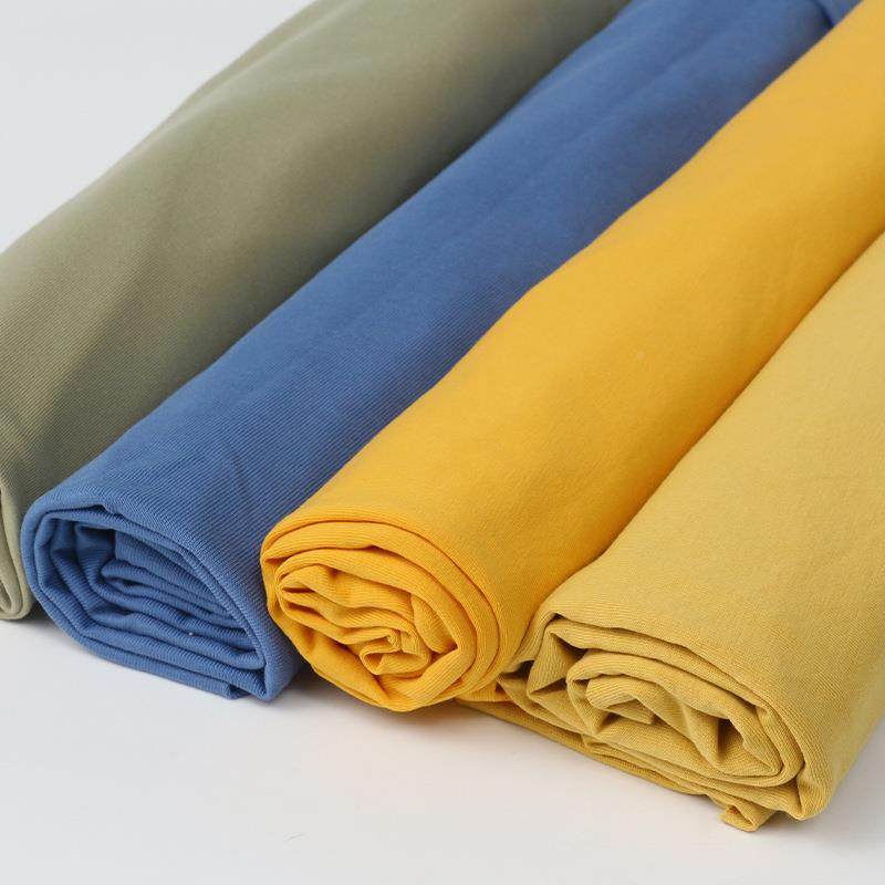 纯色棉布棉莱纯卡弹力针织服装面料料春夏宝宝全棉汗布KCL短袖T恤