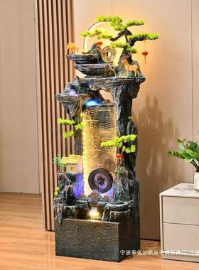 中式假山水喷摆件客厅循环泉水景观办公室内鱼缸湿器加装垒麦太保