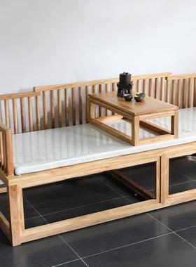 新中式罗汉床实NGZ木户小家用沙发老榆榻木简型约现代可伸缩贵妃