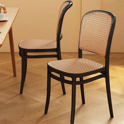 用SVT藤编塑料椅子家叠放餐椅户外手休闲靠背椅扶可书桌