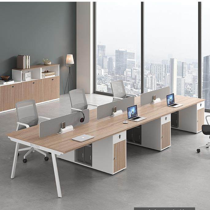 GUW简约现代员办公桌脑椅子组合办公风室员工位原木色时尚电职桌