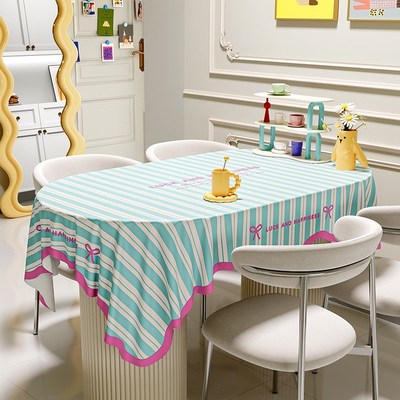 奶油风异形桌布免洗m防水防烫椭圆形餐桌垫2025新款轻奢高级感台