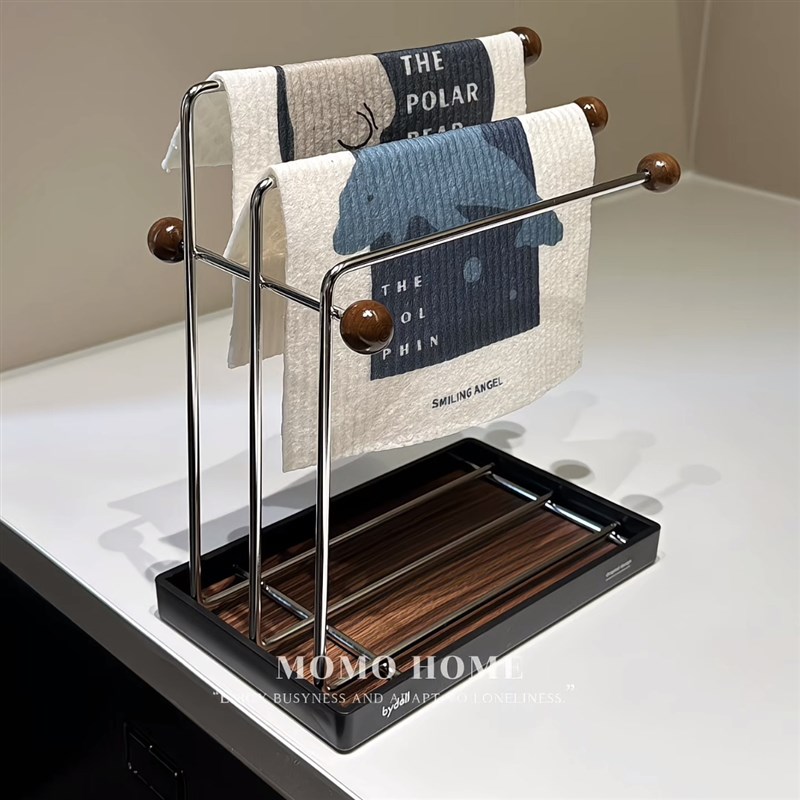 中古风厨房放抹布沥水架家v用化妆室台面多功能海绵毛巾置物架