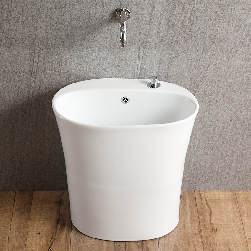 阳台洗拖把池地盆陶瓷家用卫生间墩布拖布池大小号拖把槽椭圆