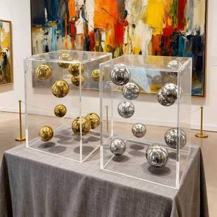 现代简约方板形透明亚克力罩球摆厅样068房客售楼处装饰件品桌面