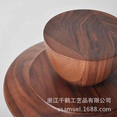 款创新意黑胡桃木蛋糕STR摆盘果盘桌面质件高脚干果糖收纳甜品摆