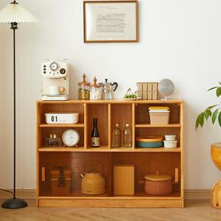 实木组柜门落地书柜家合用客厅纳柜多功能EOE收纳柜轻奢带收矮柜