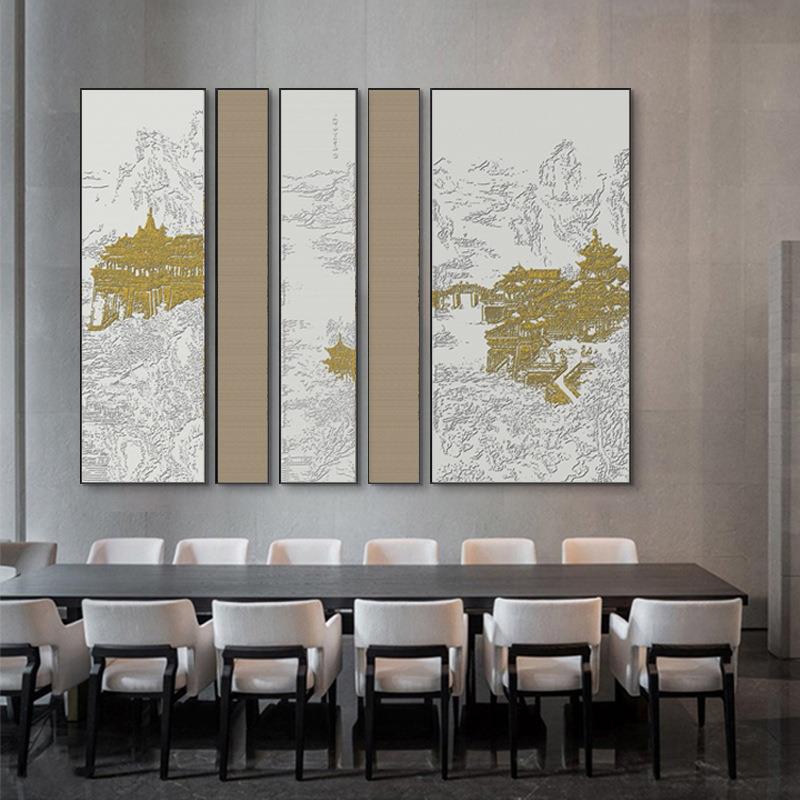 天上壁宫阙新中式店包间装饰画立体浮雕肌组合天上宫阙理画中酒式