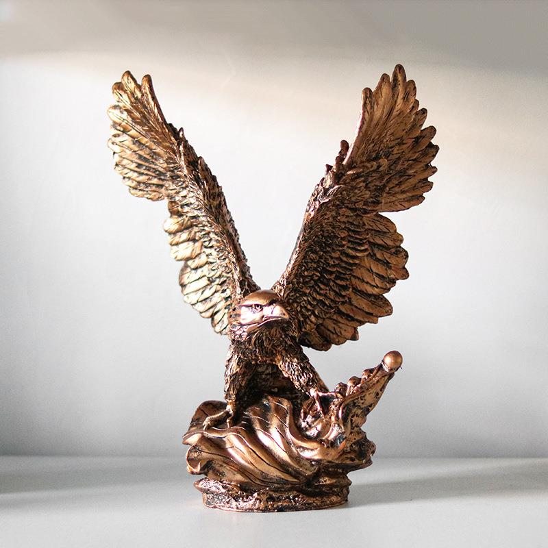 复古美式老艺鹰术雄展翅立DCY公体工艺品摆件玄关办室酒柜软鹰装
